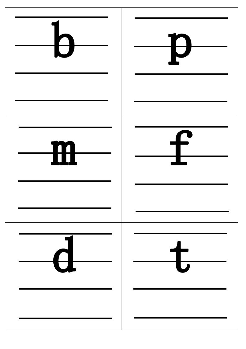 小学汉语拼音字母表卡片(四线格版)