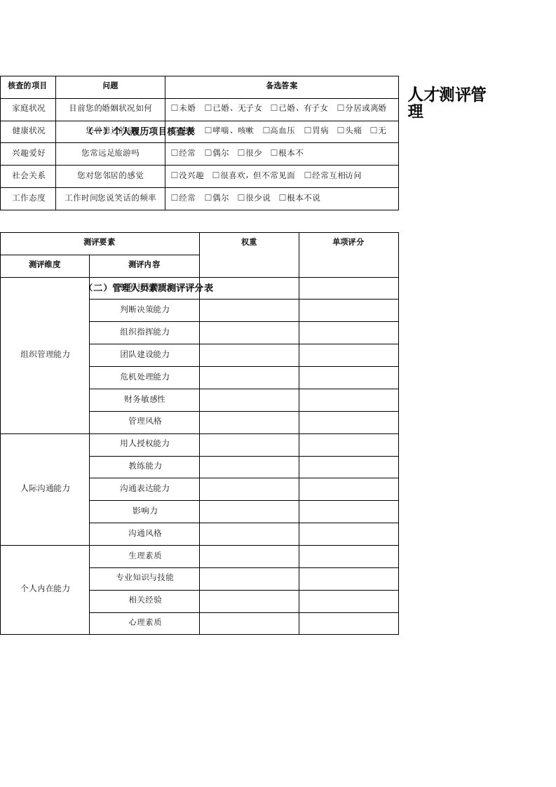 人才评测实施常用表单于流程管理