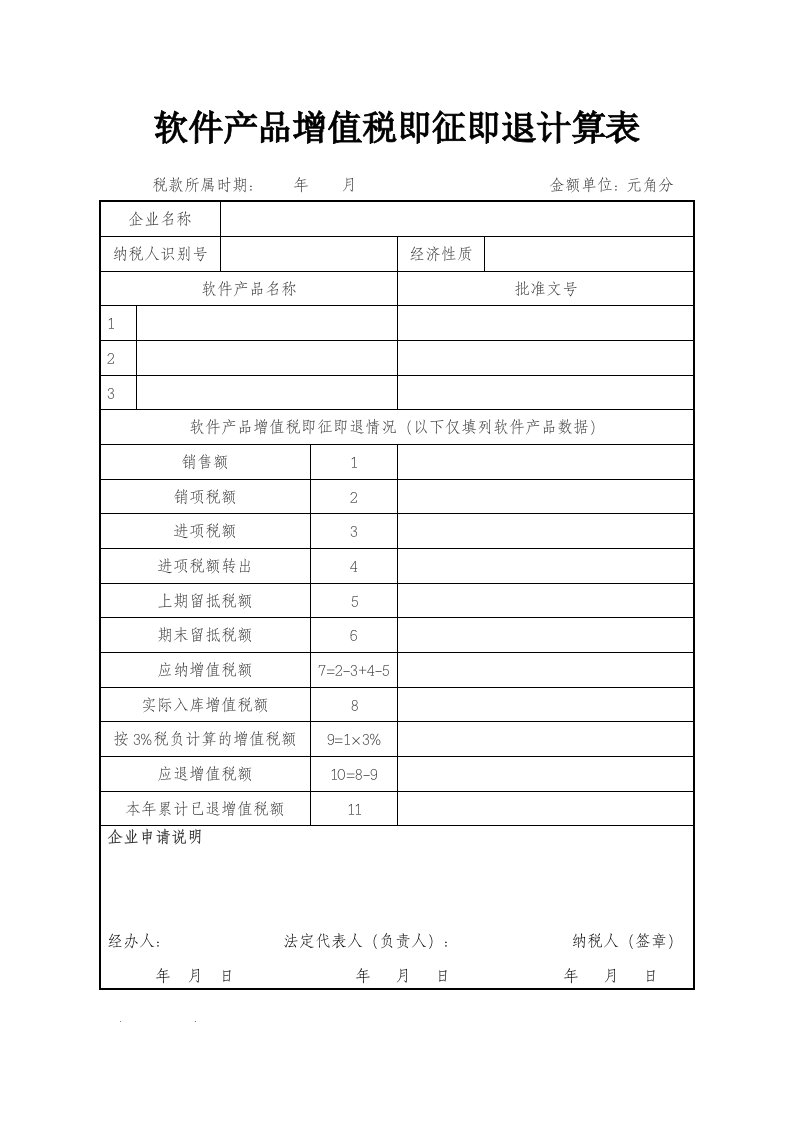 2软件产品增值税即征即退计算表