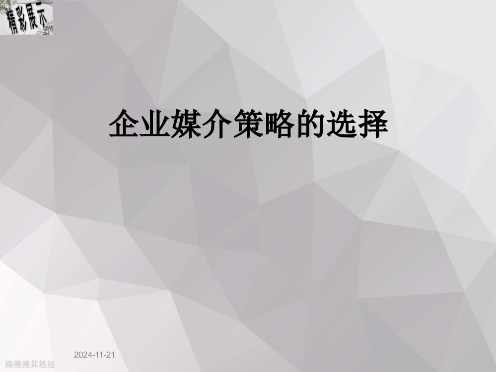 企业媒介策略的选择