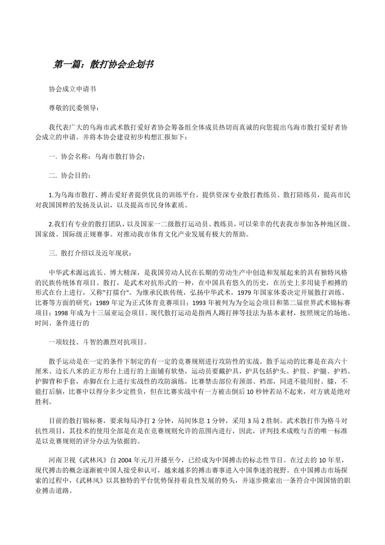 散打协会企划书[修改版]