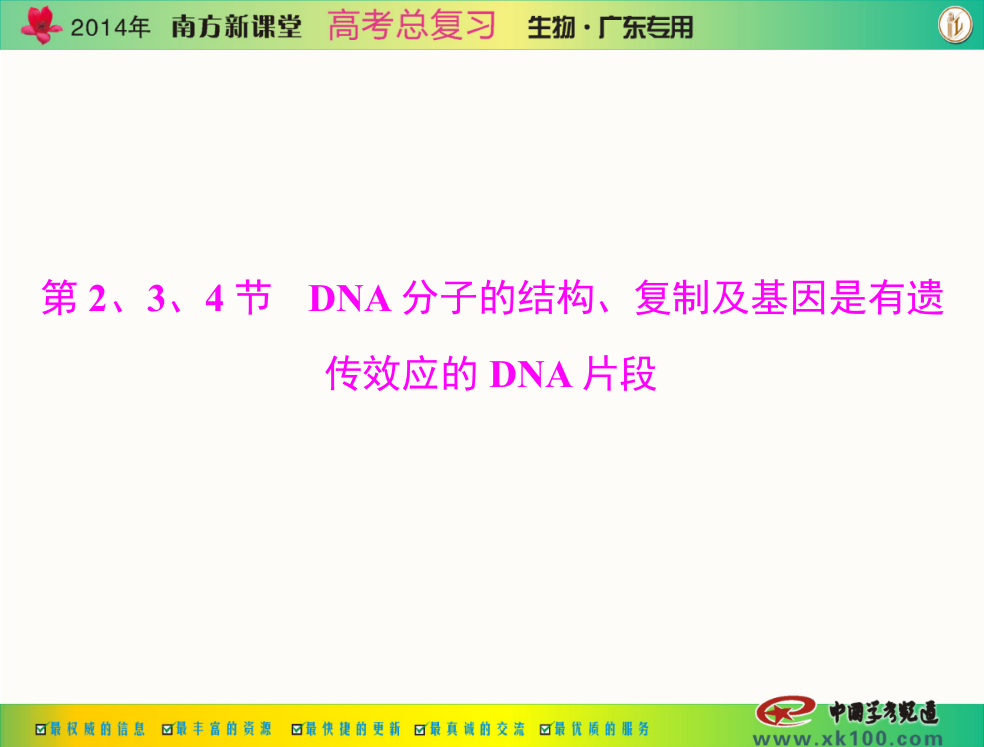 南方新课堂高考总复习生物配套必修2dna分子结构复制及基因是有遗传效应dna片段