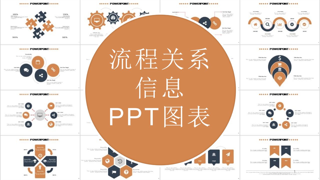 精致流程关系信息经典创意高端展示PPT图表课件