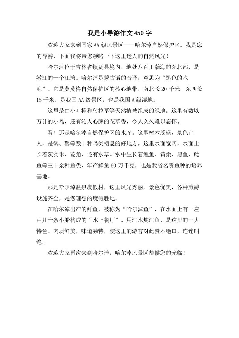 我是小导游作文450字