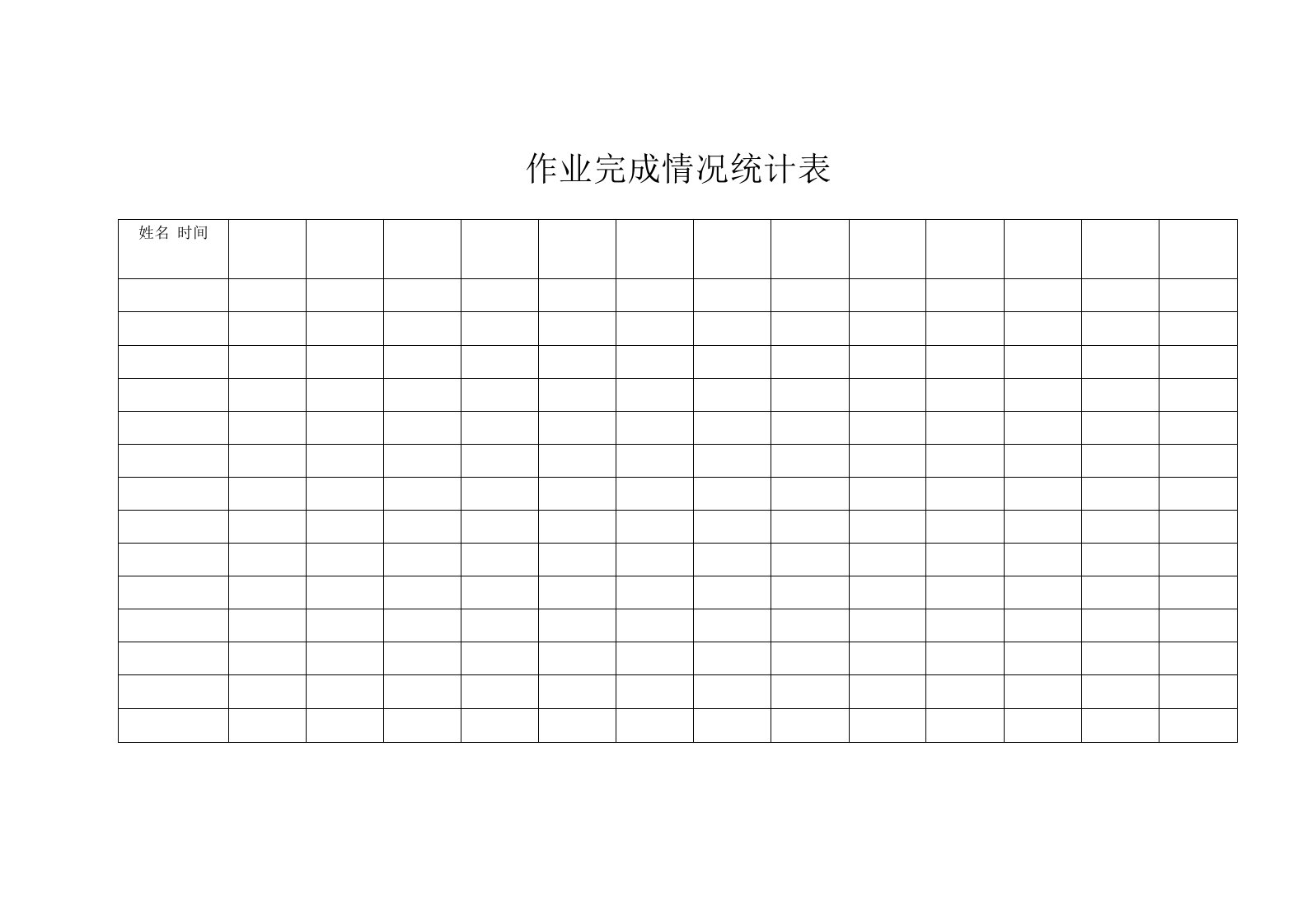 作业完成情况统计表模板