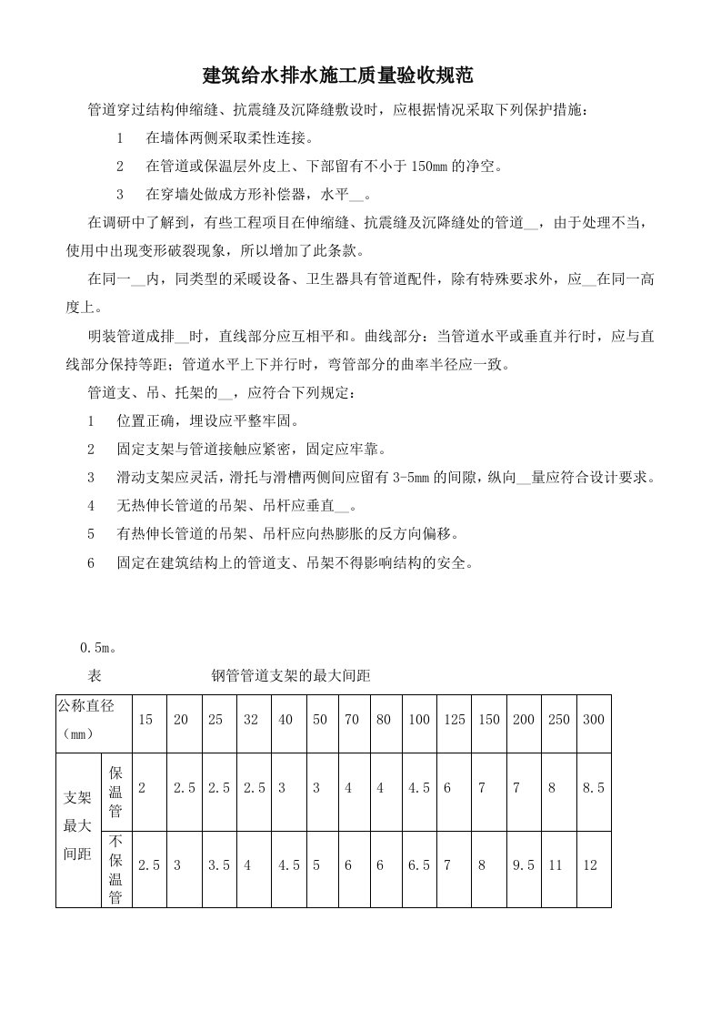 建筑给水排水施工质量验收规范