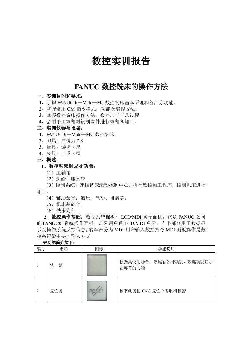 数控编程实训报告