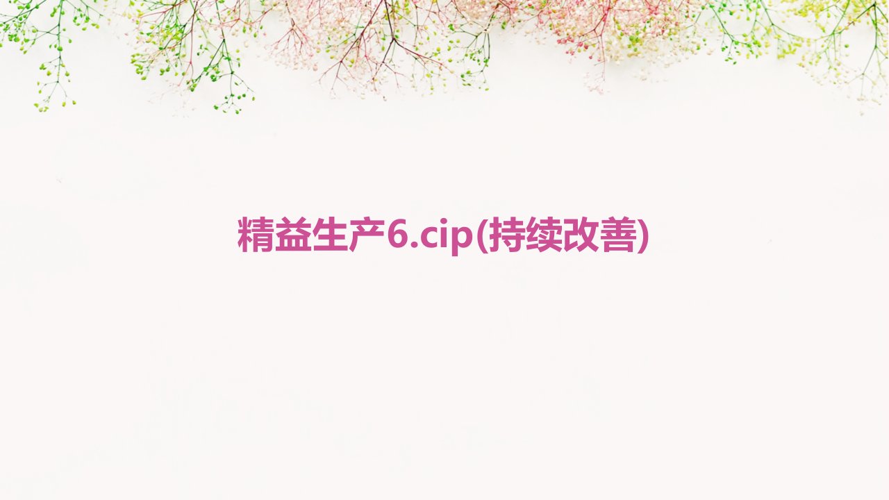 精益生产6.CIP(持续改善)