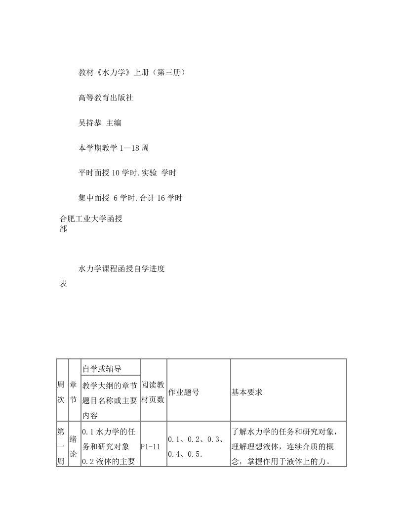 水力学(吴持恭)高等教育出版社