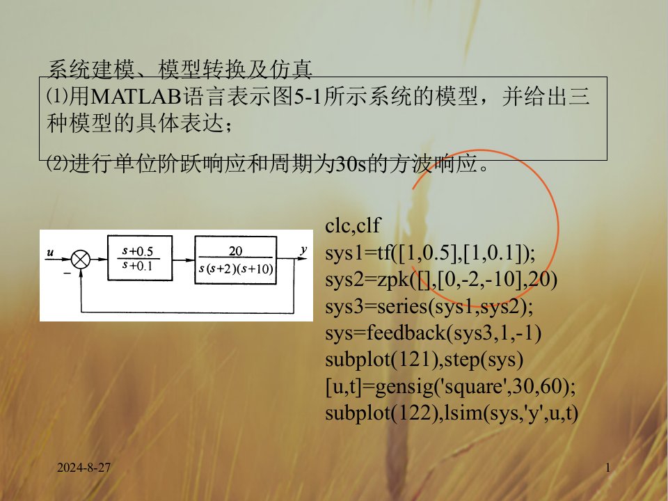 机电系统动态仿真matlab电子教案第7章系统频ppt课件