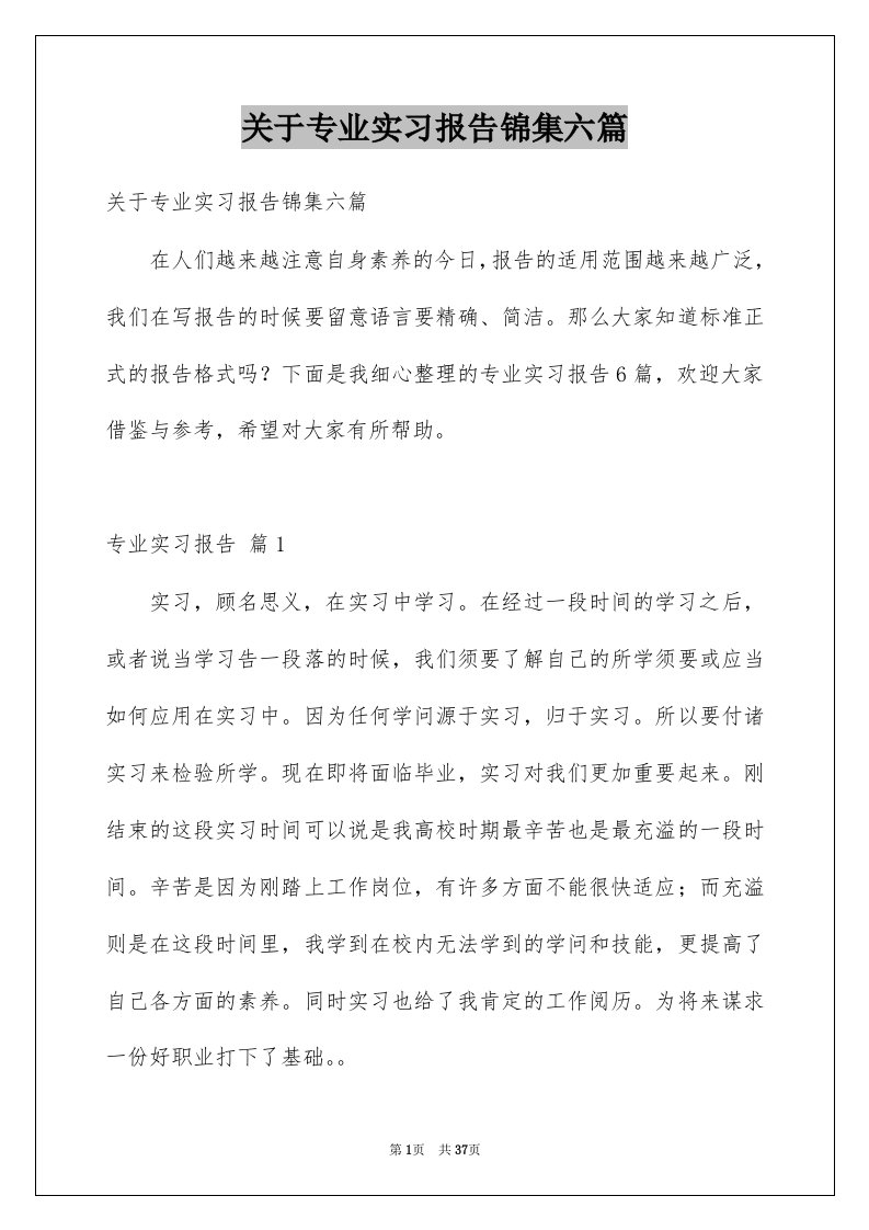 关于专业实习报告锦集六篇例文