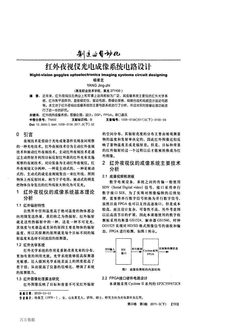 红外夜视仪光电成像系统电路设计