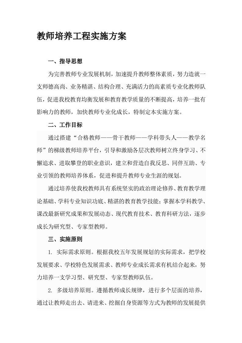 学校梯级式教师培养方案