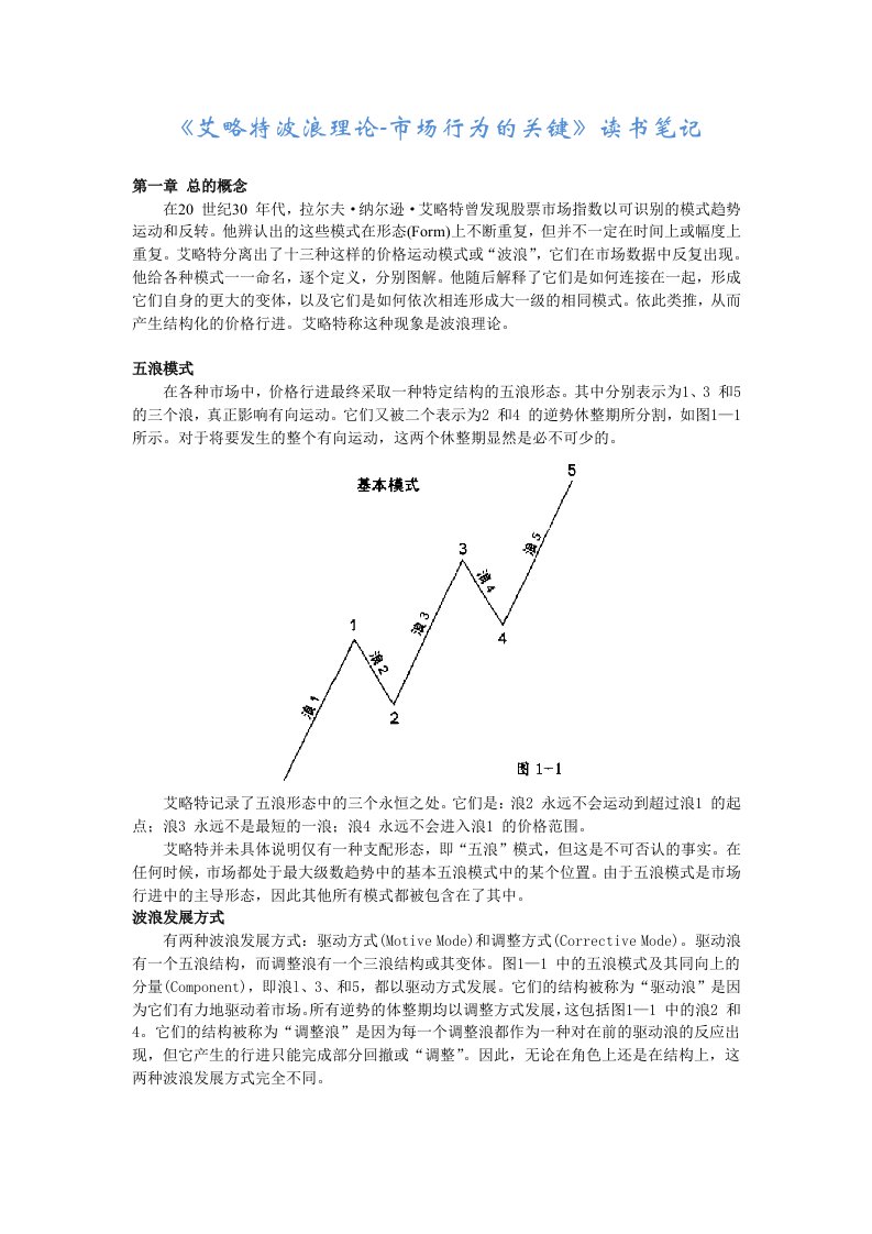 《艾略特波浪理论市场行为的关键》读书笔记