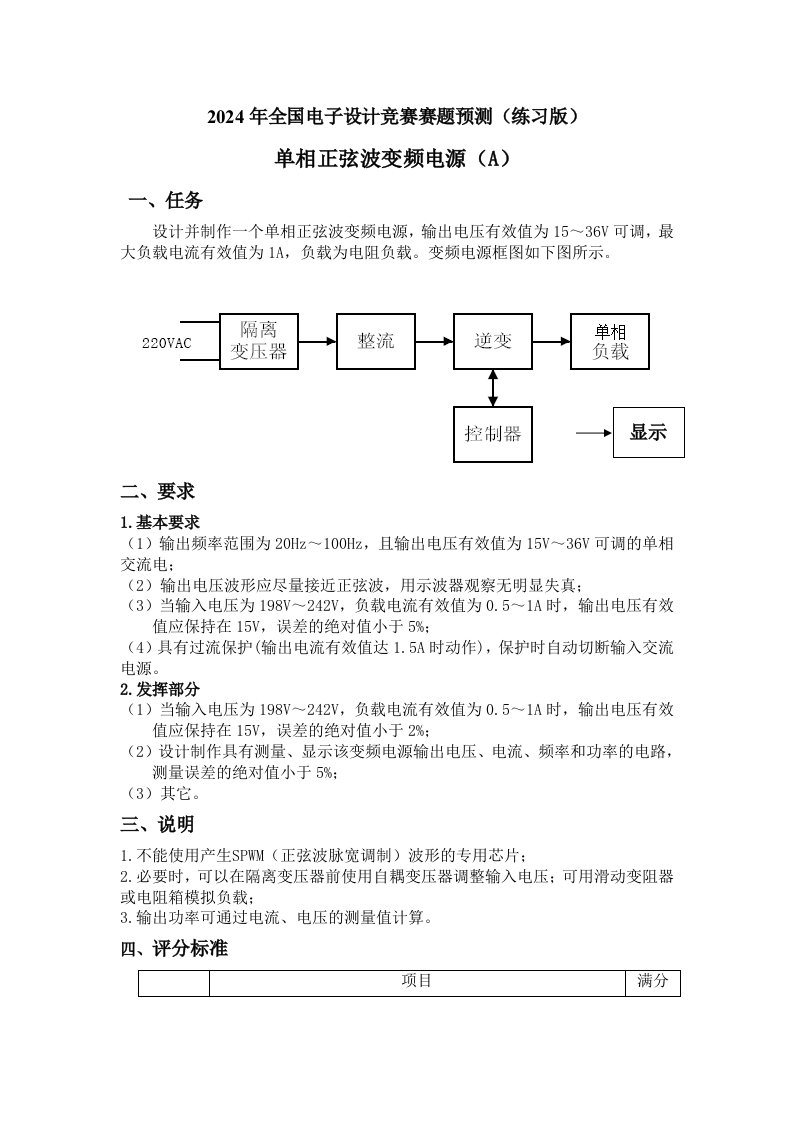 全国电子设计竞赛赛题预测