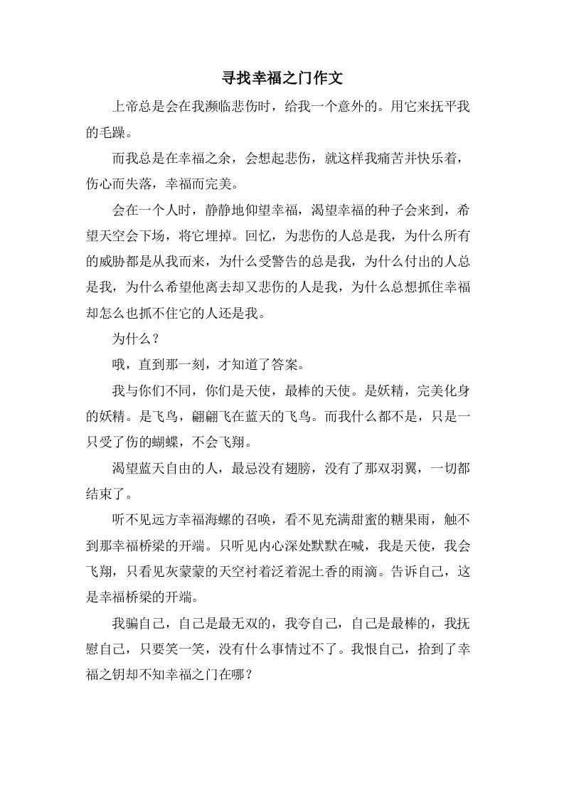 寻找幸福之门作文