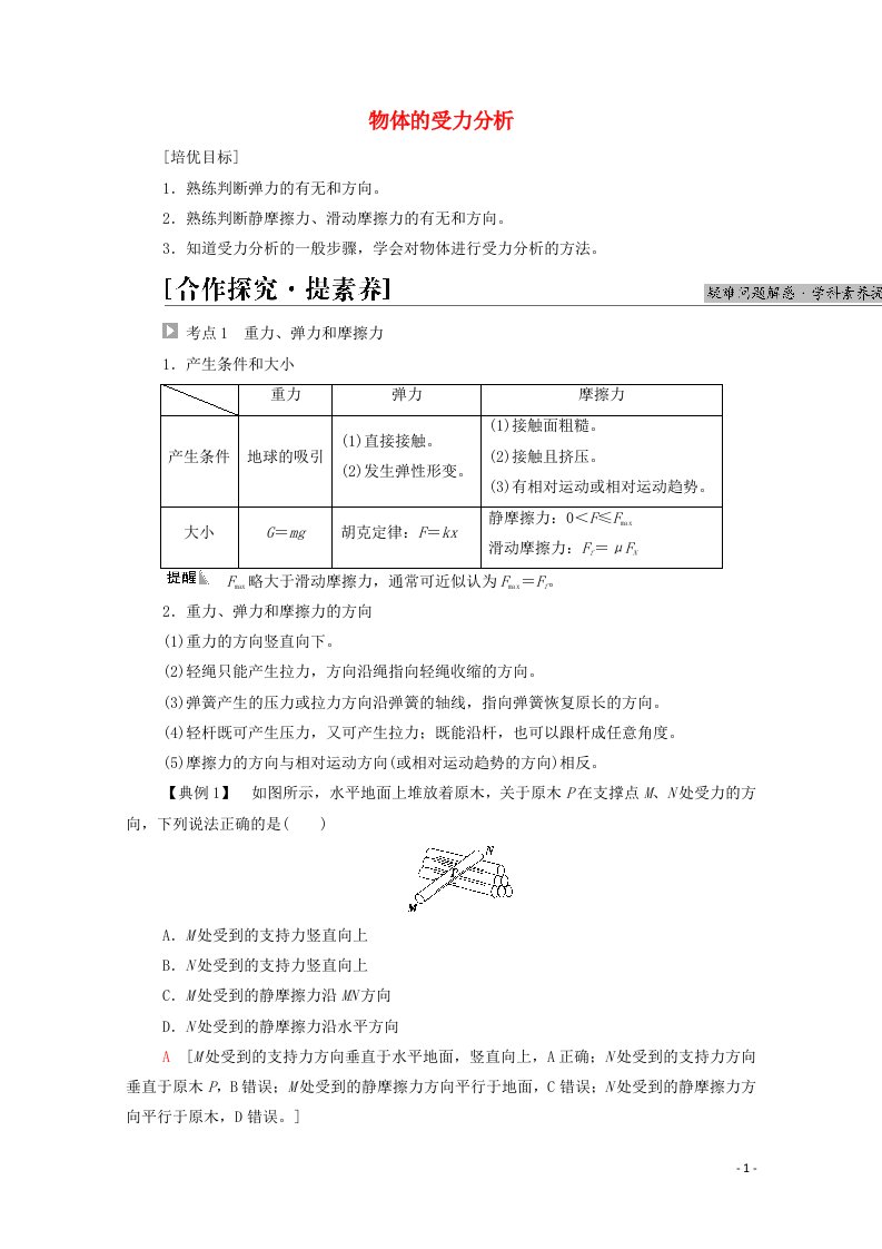 2021_2022学年新教材高中物理第3章相互作用__力素养培优课3物体的受力分析学案新人教版必修第一册20210626280