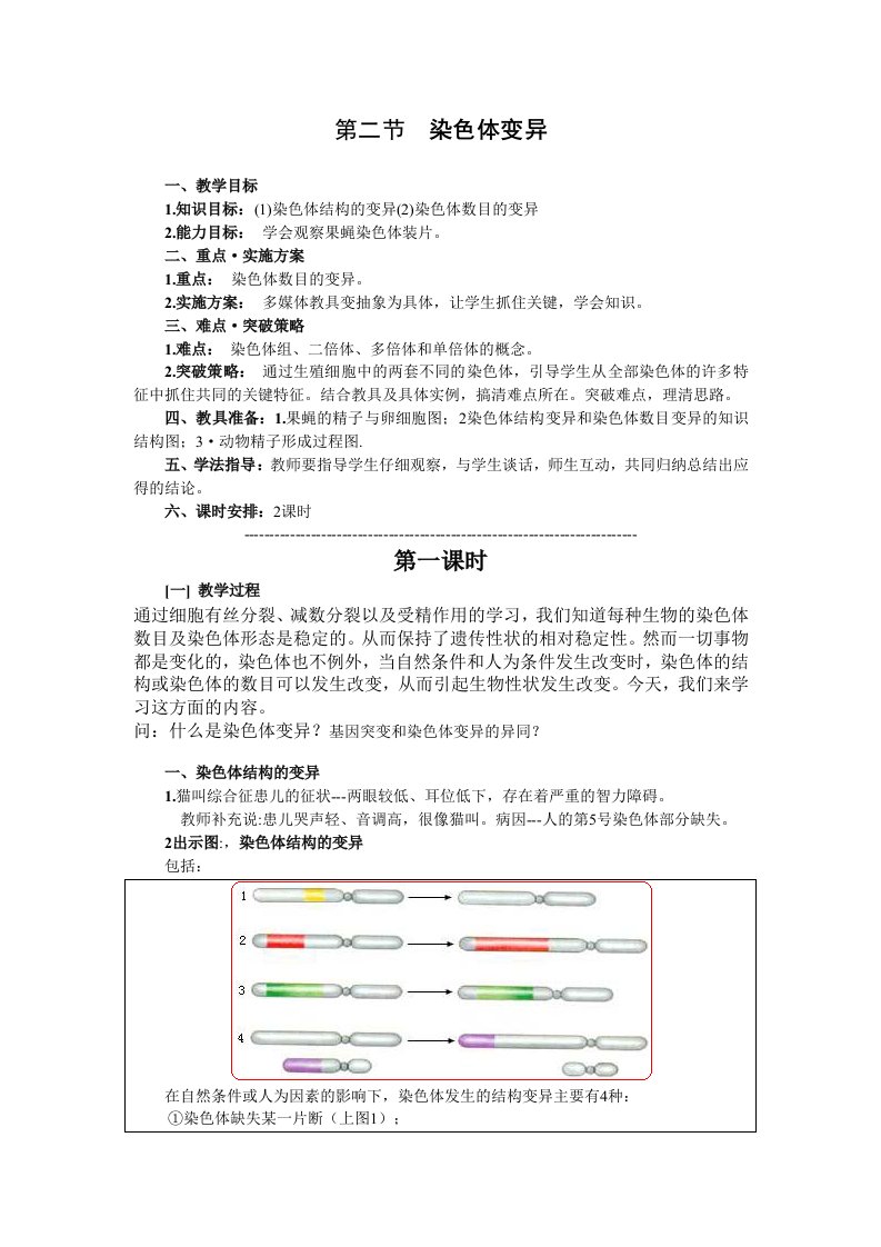 染色体变异公开课教案