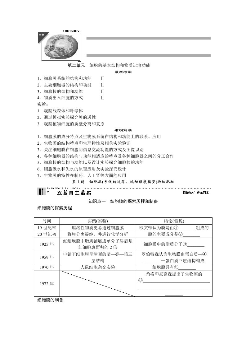 沪科版生命科学高一上3-2《细胞核和细胞器》讲义