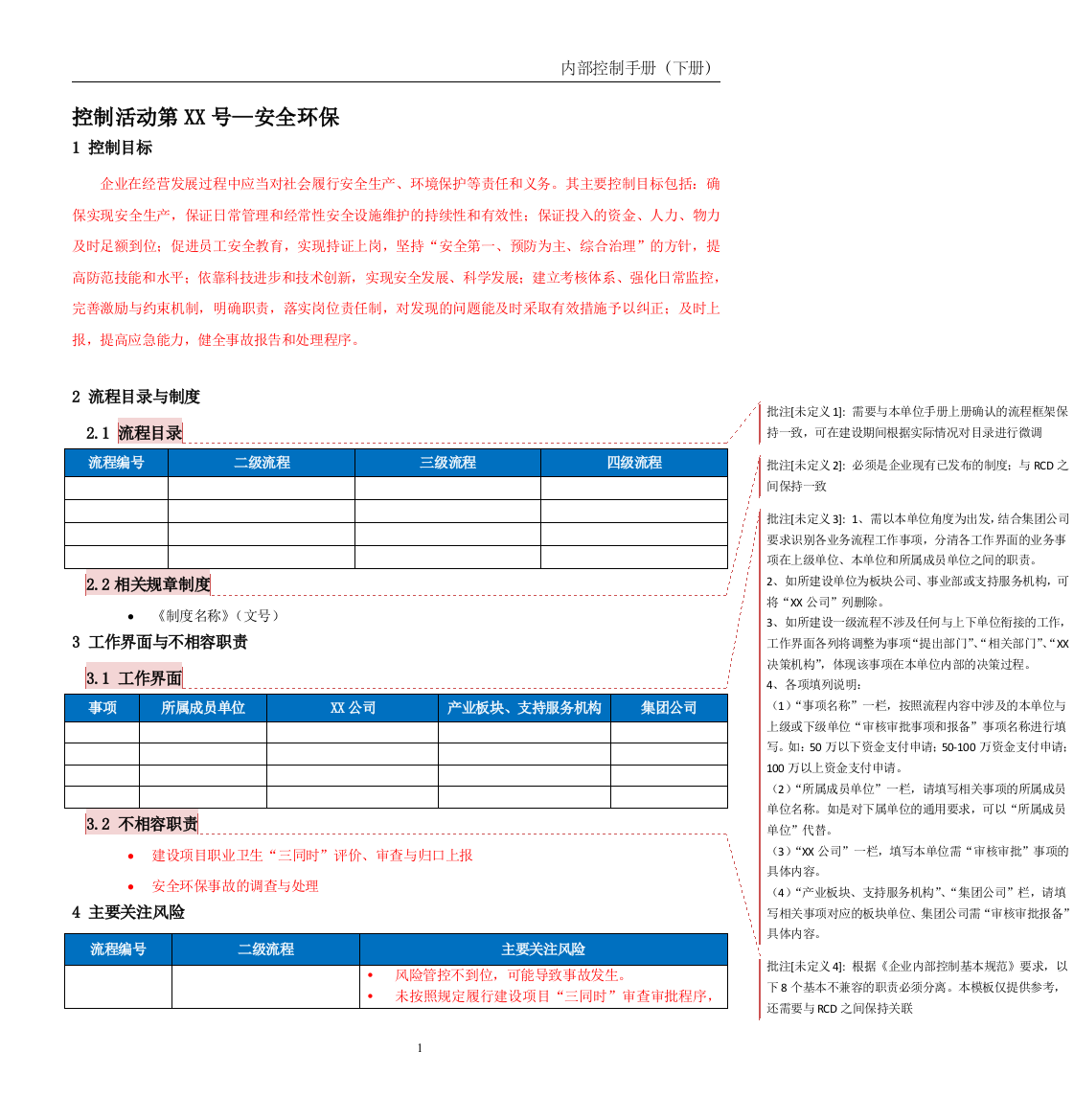 企业内控手册之安全环保流程-手册模板