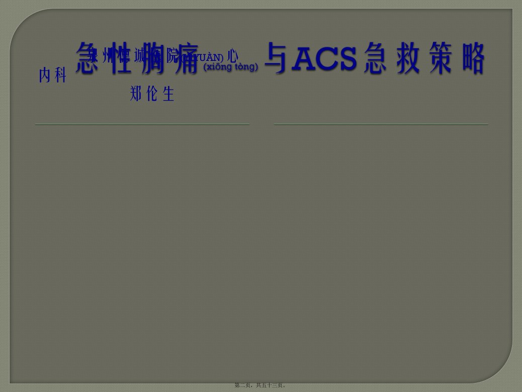 医学专题胸痛与ACS应急策略