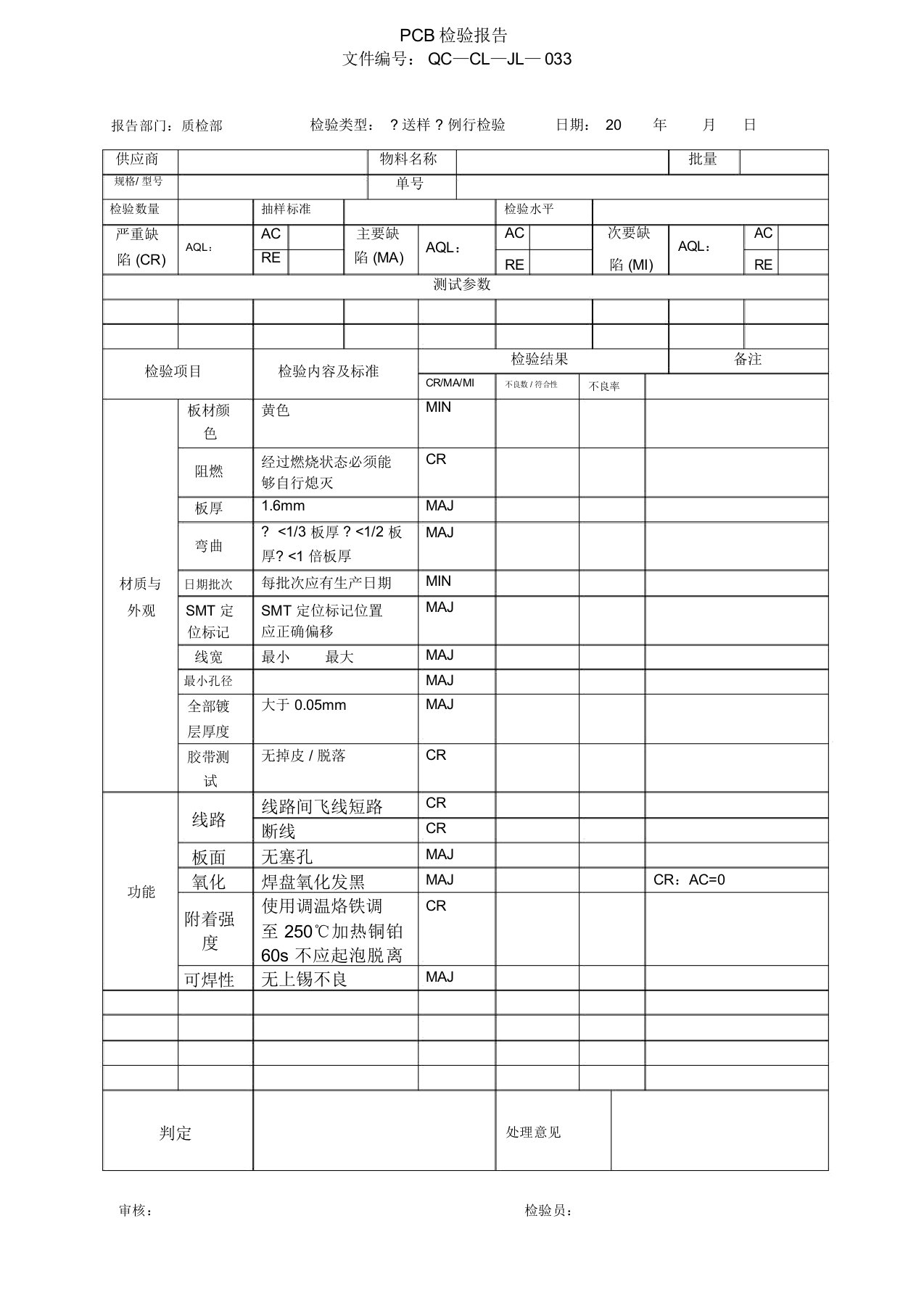 PCB检验报告