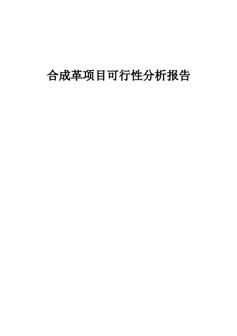 合成革项目可行性分析报告