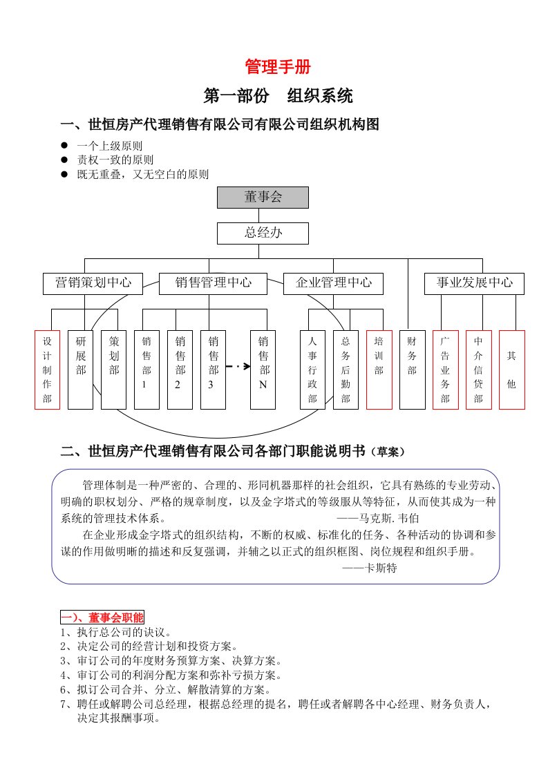 世恒房产代理公司管理手册