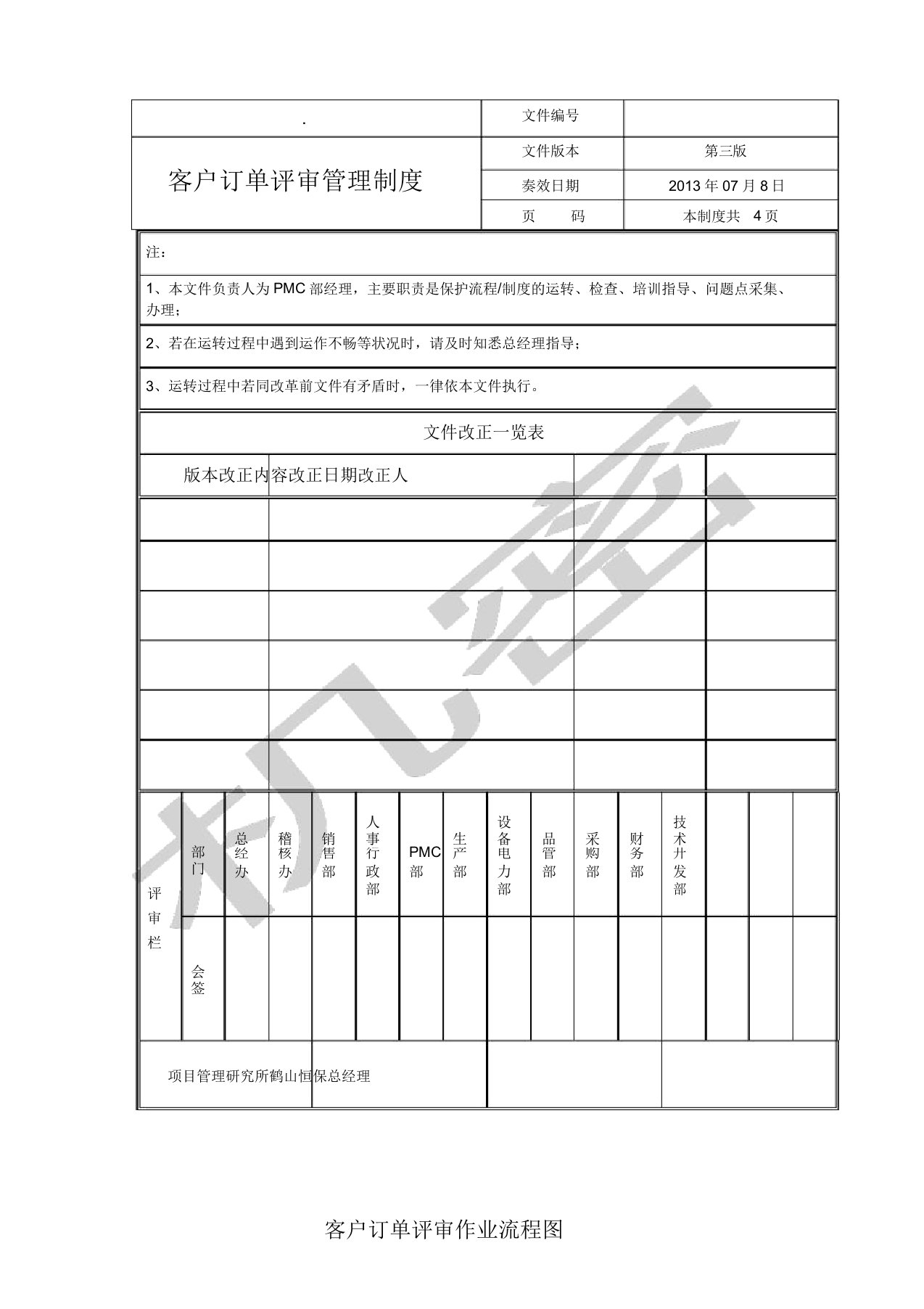 客户订单评审作业流程