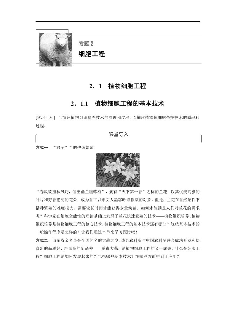 18-19版-2.1.1植物细胞工程的基本技术（步步高）