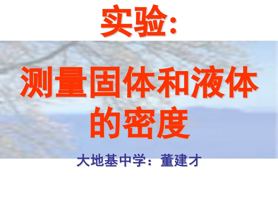 实验测量固体和液体的密度大地基中学董建才