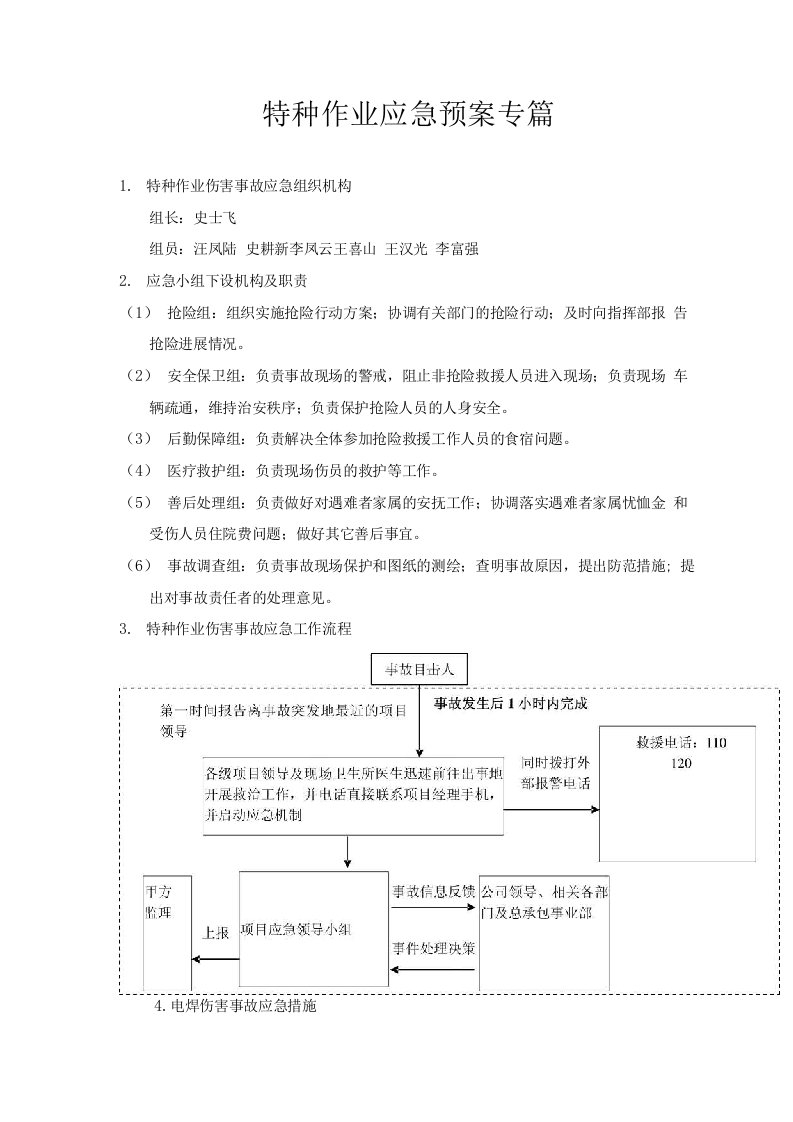 特种作业应急预案专篇