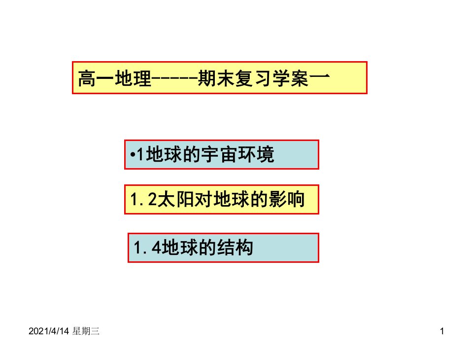 高一地理必修一期末复习一课件