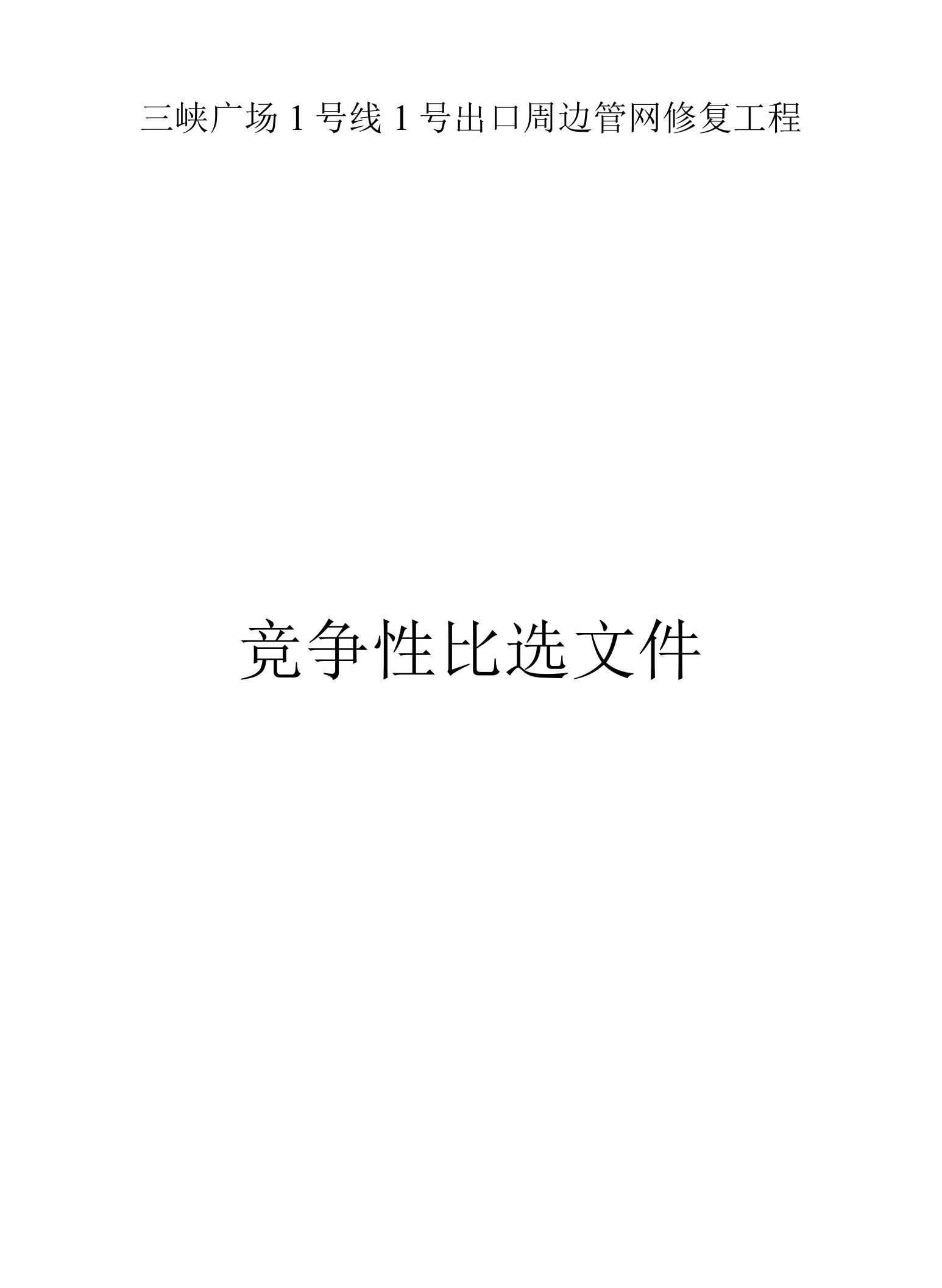 广场1号线1号出口周边管网修复工程招标文件