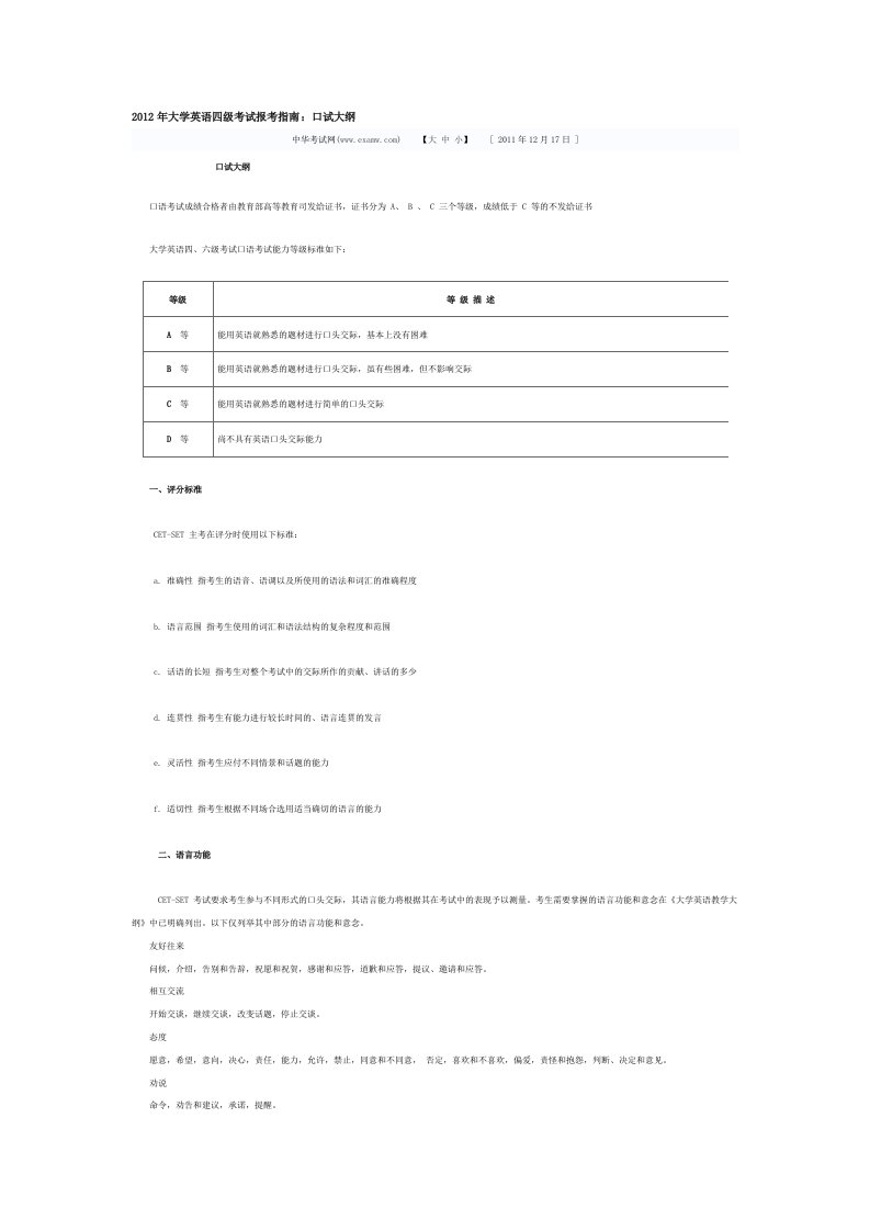 英语四级口语考试相关须知(2)