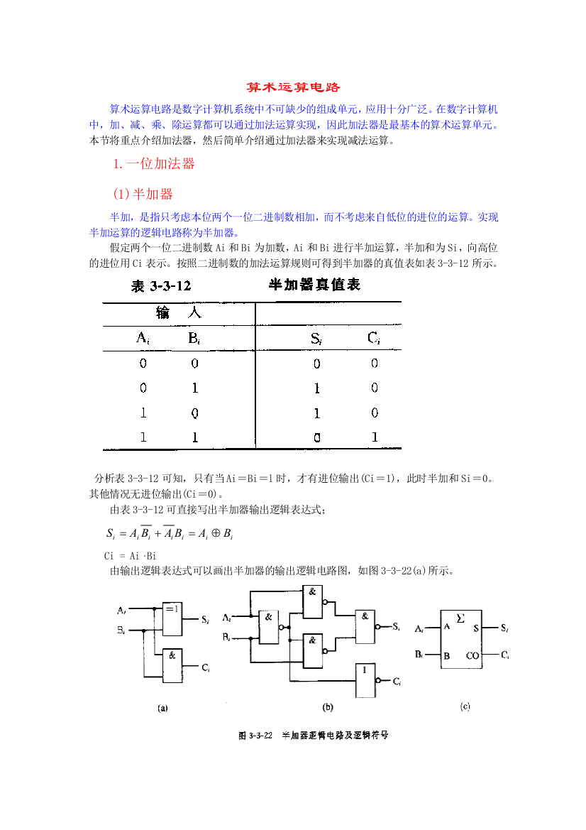 数字电路基础DD算术运算电路