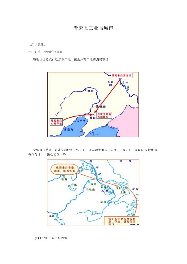 高考高三地理复习专题七工业与城市