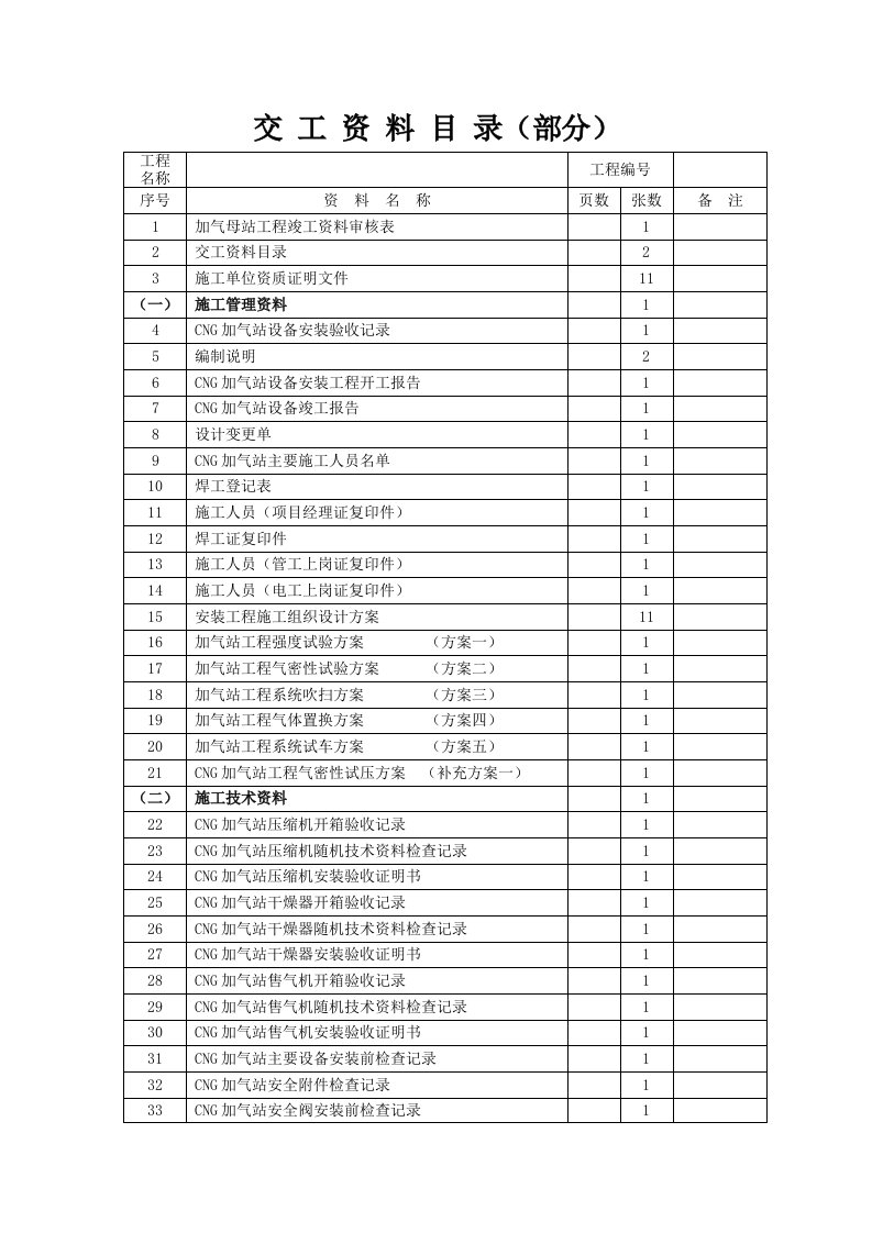 加气站工程交工资料