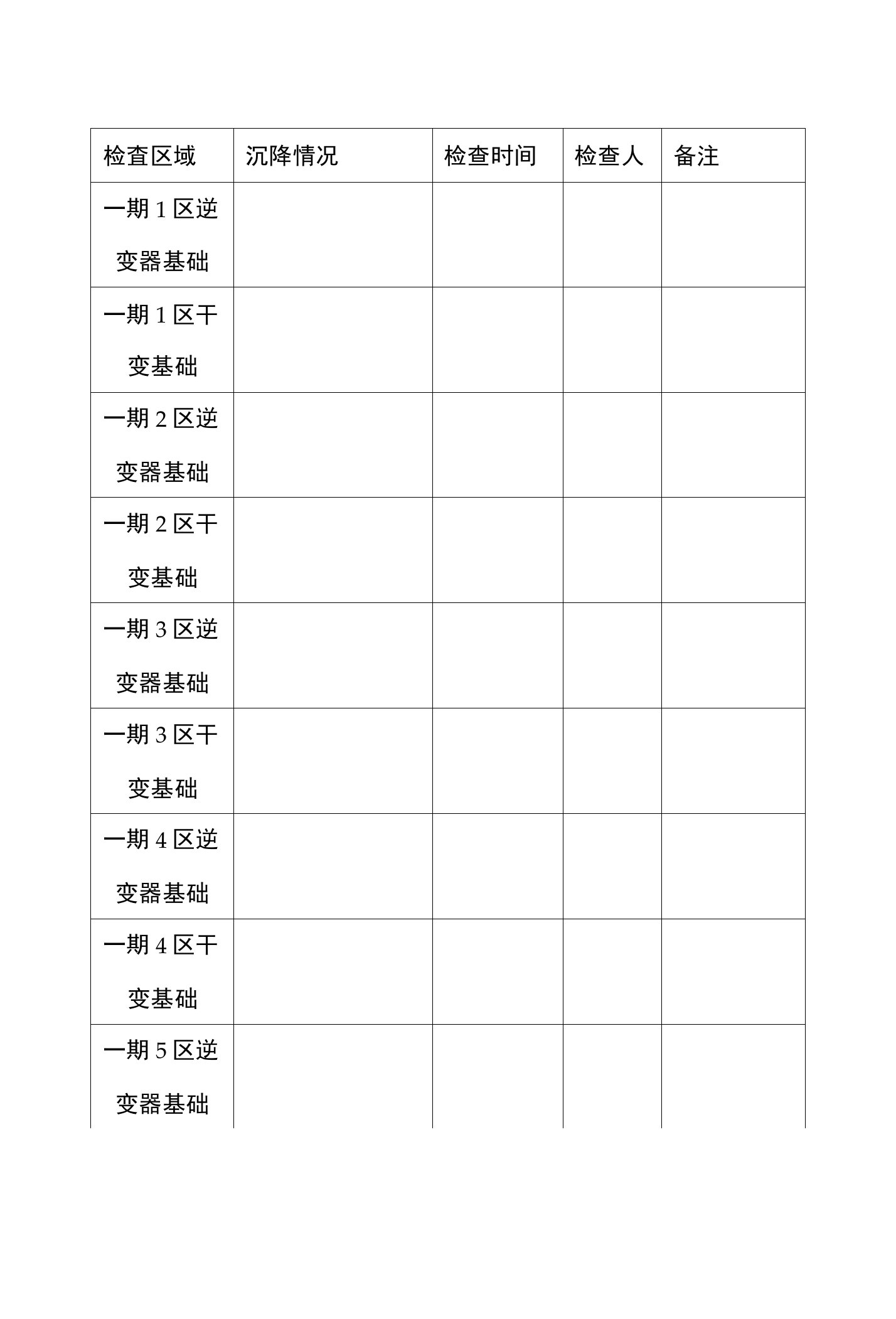 光伏电站建筑物基础沉降检查表