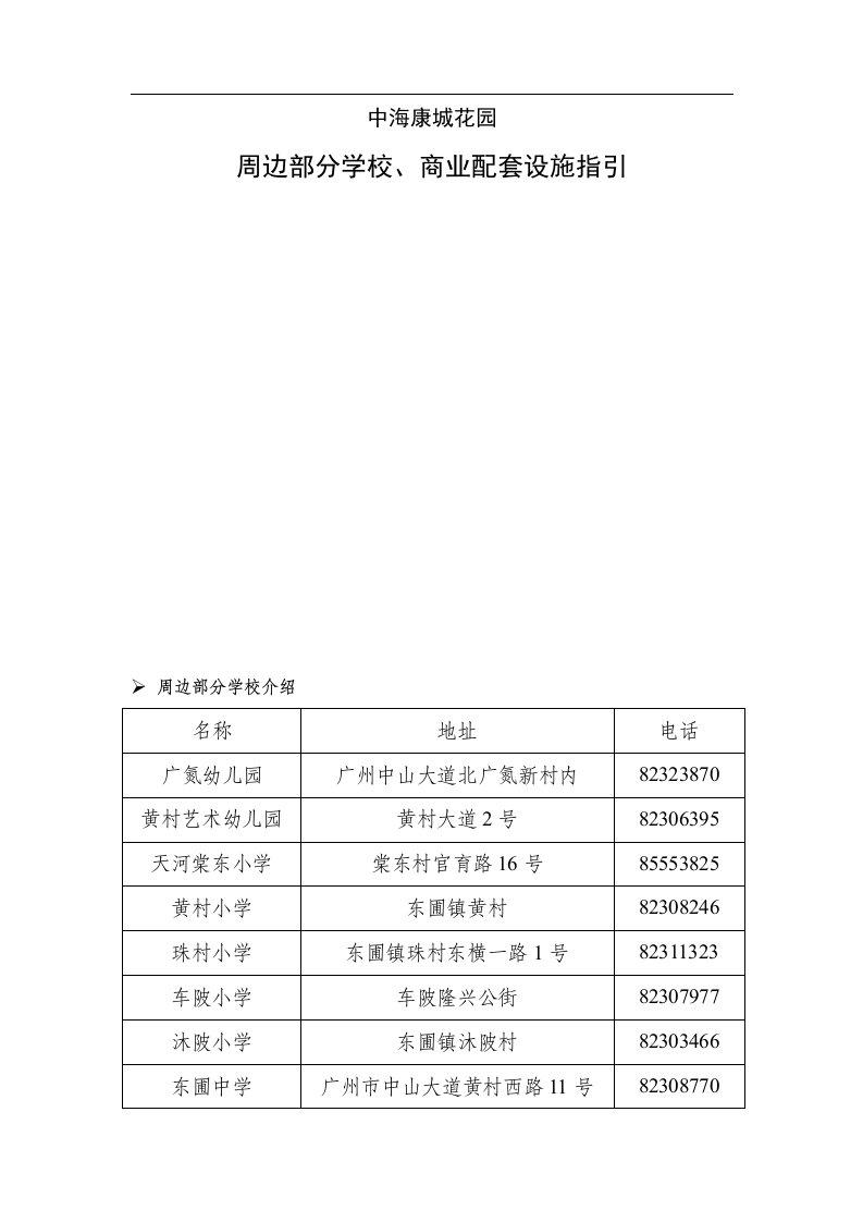 中海物业广州某大厦业主手册周边部分学校指引