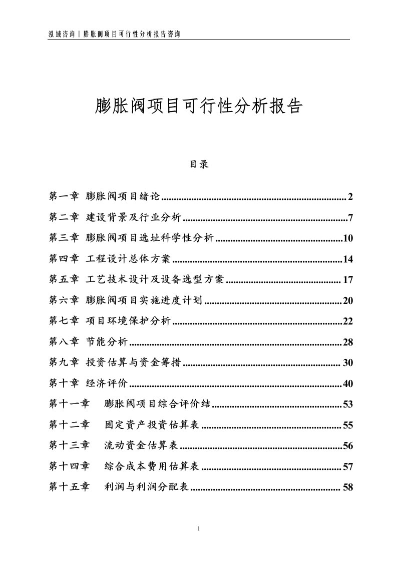 膨胀阀项目可行性分析报告