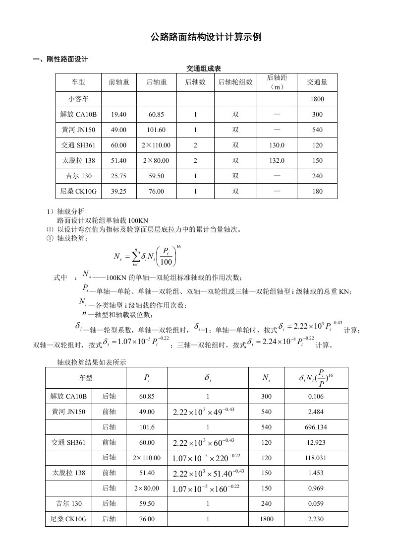 路面结构设计计算书(有计算过程的)