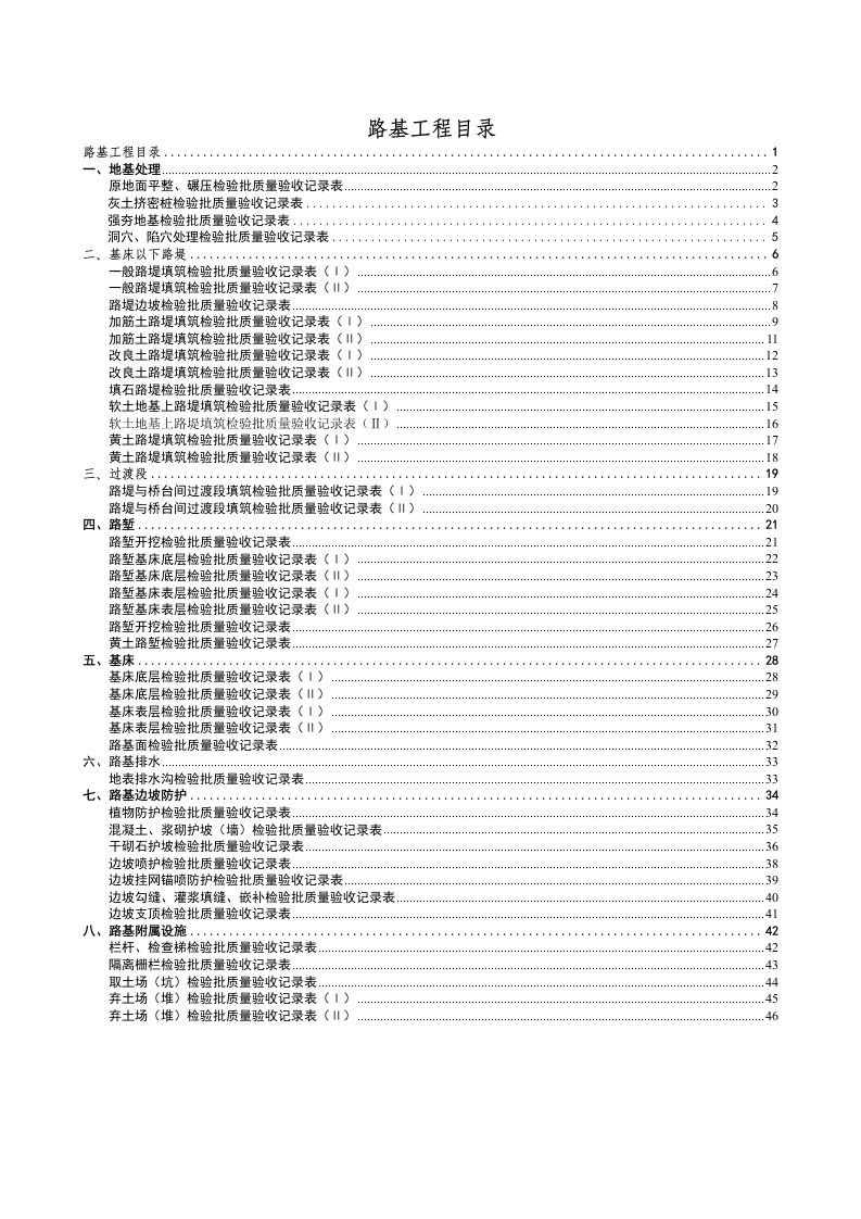 路基工程检验批