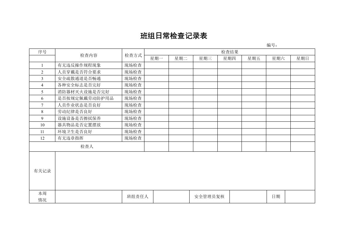 精品文档-3班组日常检查表