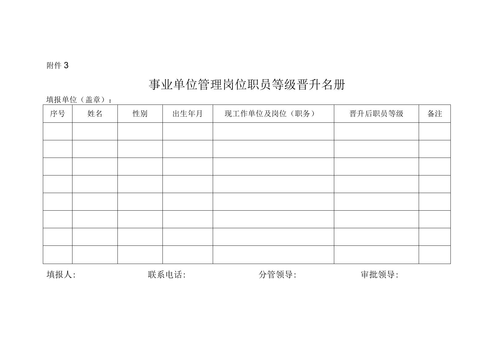 事业单位管理岗位职员等级晋升名册