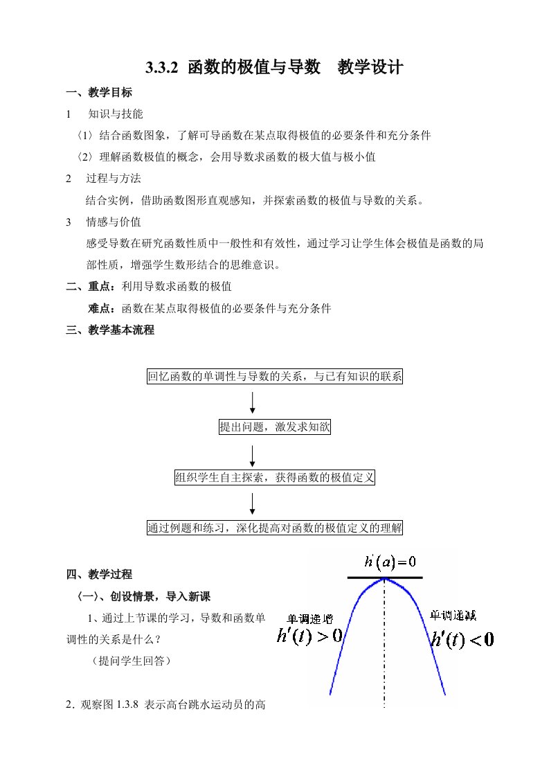 《函数的极值与导数》教学设计