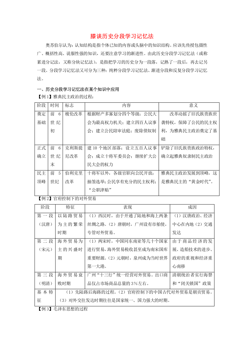 高中历史之教学教研