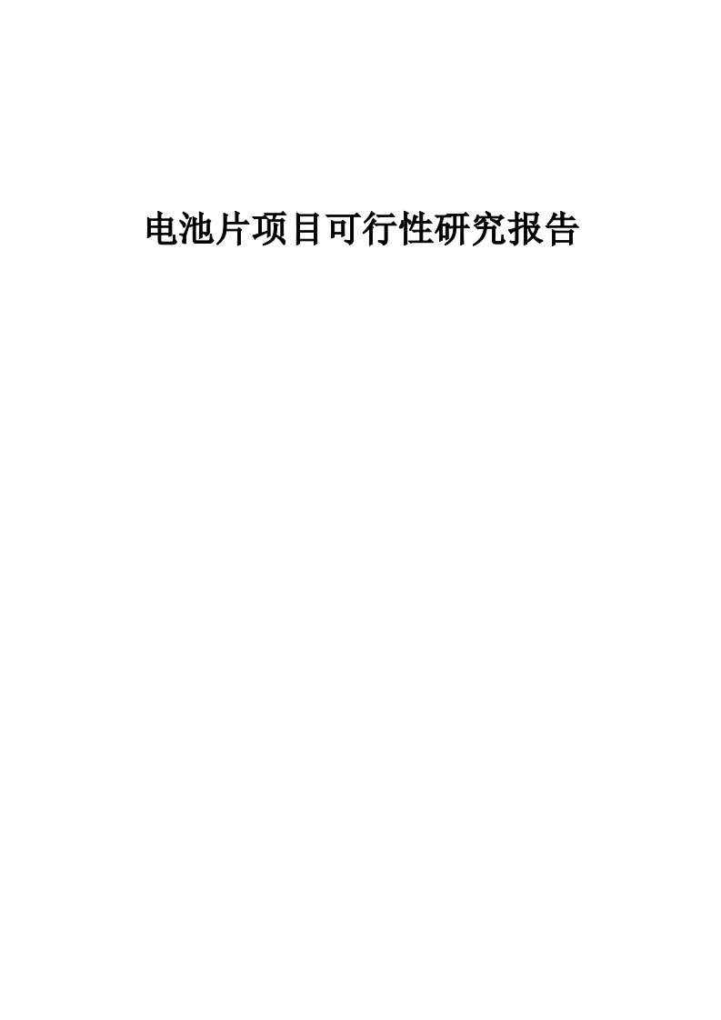 电池片项目可行性研究报告