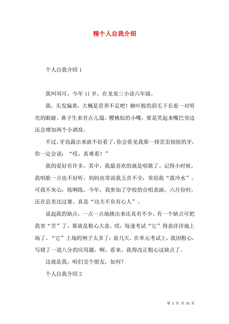 精个人自我介绍