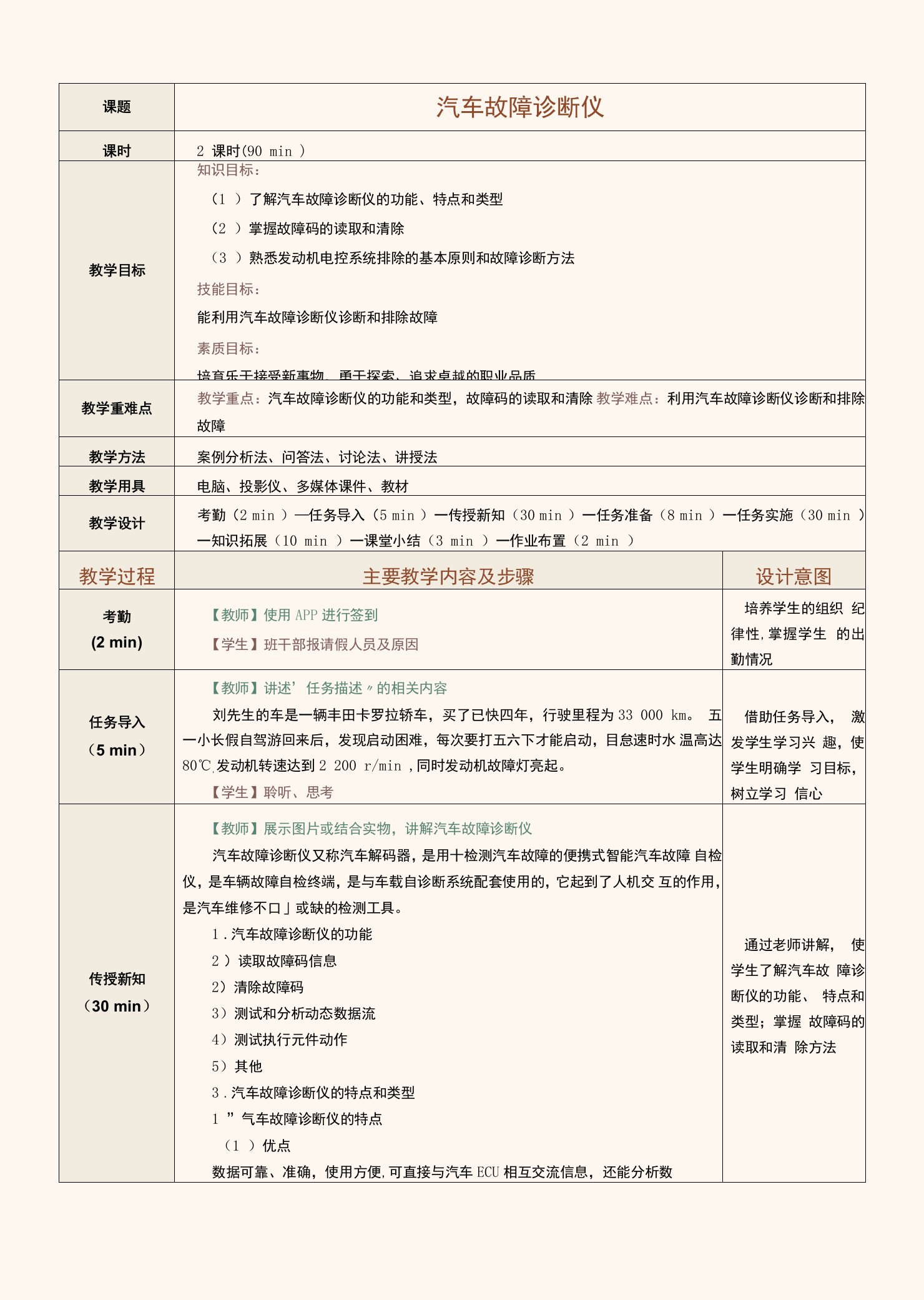 《汽车发动机电控系统检修》教案